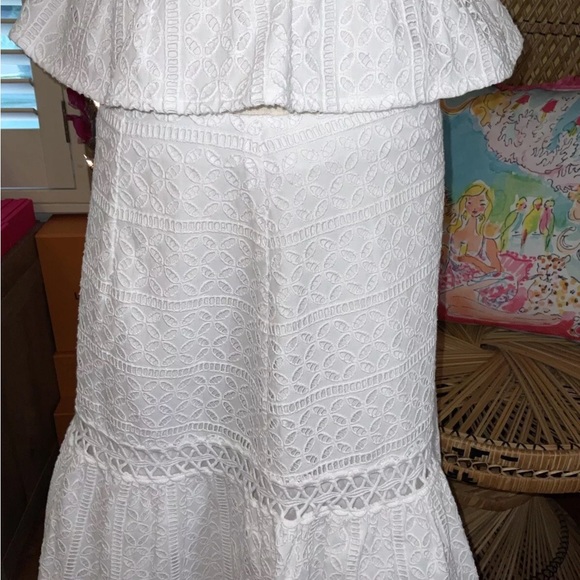 Lilly Pulitzer NWT Jan Peplum Crop Top & Skirt Set White Eyelet $228 Size 6 - Picture 9 of 15
